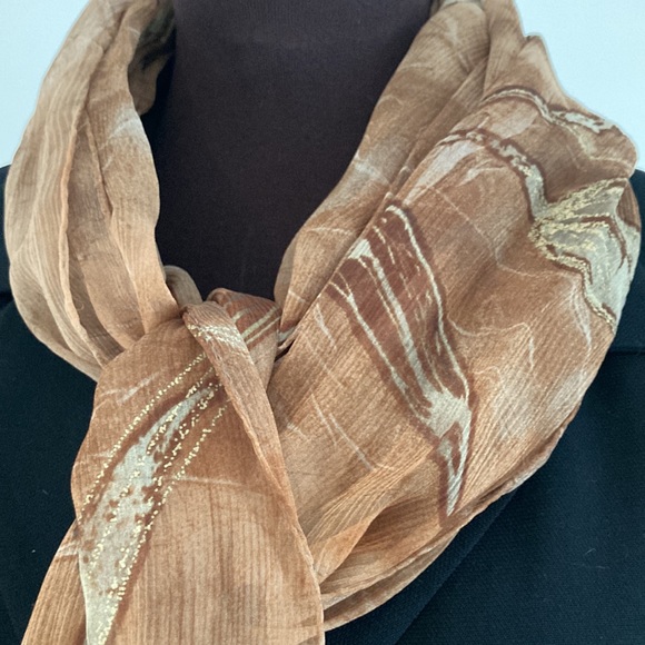 Ralph Lauren chiffon silk long scarf with fringe - Picture 6 of 16